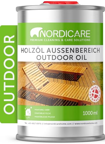 Nordicare Holzöl Außenbereich [1L] für Lärche, Eiche, Teak oder Akazienholz I Holz Öl Außen zum Holzschutz I Holzschutzöl Außen, Teaköl für Gartenmöbel, Holzpflegeöl, Lärchenöl, Bangkirai Öl… von Nordicare