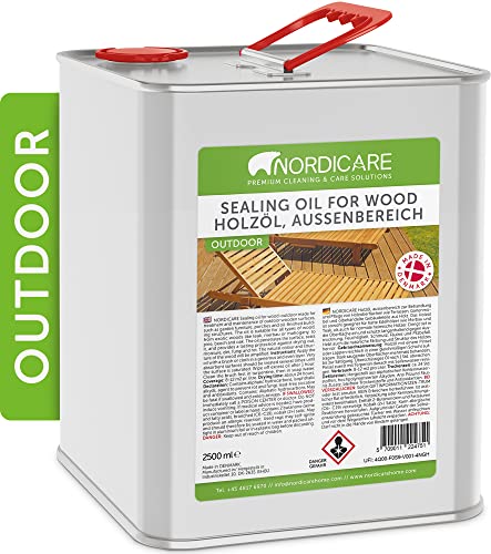 Nordicare Holzöl Außenbereich [2,5L] für Lärche, Eiche, Teak oder Akazienholz I Holz Öl Außen zum Holzschutz I Holzschutzöl Außen, Teaköl für Gartenmöbel, Holzpflegeöl, Lärchenöl, Bangkirai Öl… von Nordicare