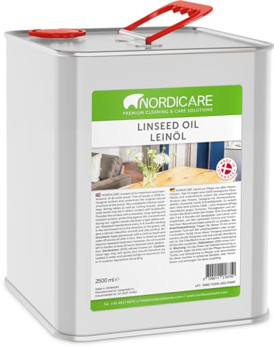 Nordicare Leinöl [2,5L] für Holzschutz I Firnis Holzöl für Innen I Gekochtes Leinöl für Möbel, Öl von Nordicare