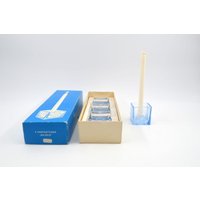 Mid-Century 1960S Holmegaard Danmark Skjold Blaue Glas Kerzenhalter Originalverpackt Per Lütken Design Danish Modern Designklassiker von NordicartsDE