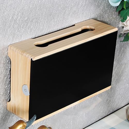 Holz Wandregal, WLAN Aufbewahrungsbox, Multifunktionaler Verstecker für Multimedia-Geräte, Abdeckung, Korb zum Verbergen für Zuhause und Büro(Brown/Black,L64cm/25in) von Nordivo