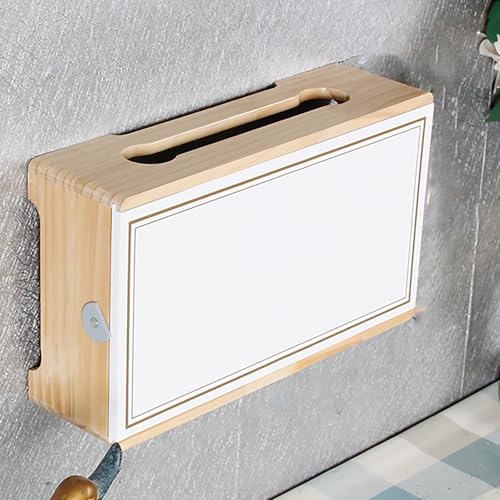Holz Wandregal, WLAN Aufbewahrungsbox, Multifunktionaler Verstecker für Multimedia-Geräte, Abdeckung, Korb zum Verbergen für Zuhause und Büro(White/Gold,L34cm/13in) von Nordivo