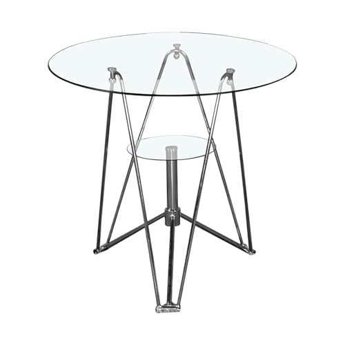 Kreativer runder Couchtisch aus Glas mit Metallrahmen,Kleiner moderner dekorativer Beistelltisch,Doppelschicht Teetisch Mit Stauraum,für Wohnzimmer oder Büro(Clear,L60*60cm/23.6 * 23.6in) von Nordivo