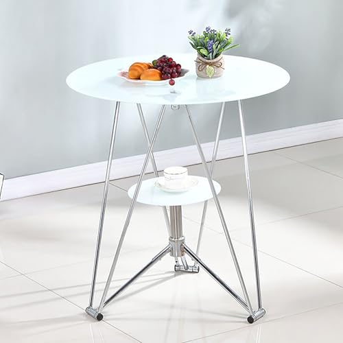 Kreativer runder Couchtisch aus Glas mit Metallrahmen,Kleiner moderner dekorativer Beistelltisch,Doppelschicht Teetisch Mit Stauraum,für Wohnzimmer oder Büro(White,L50*60cm/19.6 * 23.6in) von Nordivo
