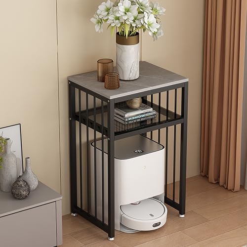 Nordivo 3-stöckiges Regal über dem Saugroboter, Freistehendes Metallregal, Aufbewahrungsschrank für Staubsaugerstation, Beistelltisch für Wohnzimmer oder Homeoffice(Black/Grey,L61cm/24in) von Nordivo