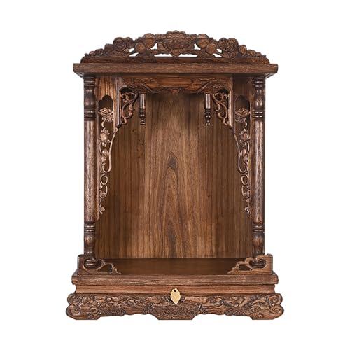 Nordivo Buddha-Altarschrank aus Holz mit Verstecktem Fach, Kleiner Altartisch aus Massivholz, Holzregal für Buddha-Statue, Buddha-Schrein Opfer-Tisch, Gedenktisch(Dark Brown,20in) von Nordivo