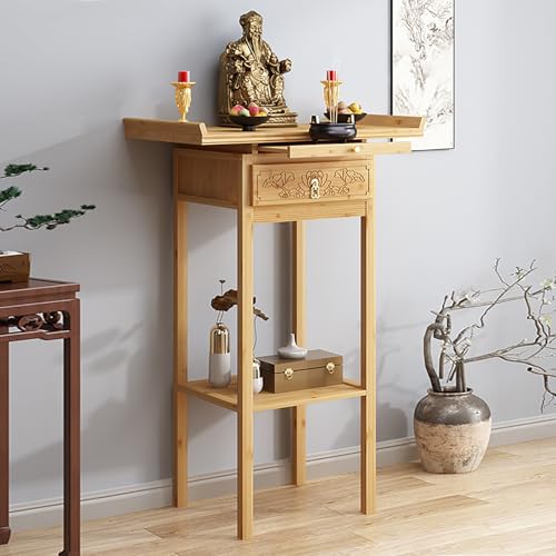 Nordivo Buddha Schrein Opfertisch, Chinesisches Buddhistisches Altarregal mit Schrank, Tempel-Schreinaltar, Meditations- und Räuchertisch, Puja-Tisch mit Gebetsnische(Brown,L69*108cm/27 * 42.5in) von Nordivo