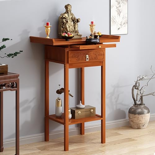 Nordivo Buddha Schrein Opfertisch, Chinesisches Buddhistisches Altarregal mit Schrank, Tempel-Schreinaltar, Meditations- und Räuchertisch, Puja-Tisch mit Gebetsnische(Chestnut,L69*108cm/27 * 42.5in) von Nordivo