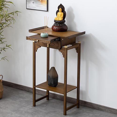 Nordivo Buddha Schrein Opfertisch, Gebetstisch mit Aufbewahrung, Persönlicher Altartisch, Kleines Nischen-Altartisch, Meditations- und Gebetsaltar, Tempelaltar(L80cm/31.5in) von Nordivo