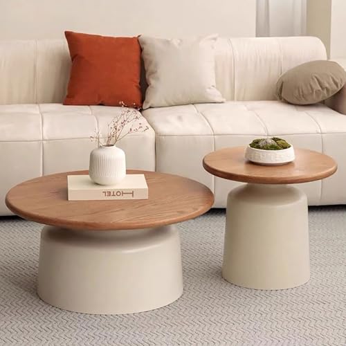 Nordivo Couchtisch-Set Für Wohnzimmer,Kreativer Runder Couchtisch Mit Metallrahmen,2-teiliges Set Mit Schlichtem Design,cremefarben,Für Büro, Zuhause(Cream White) von Nordivo