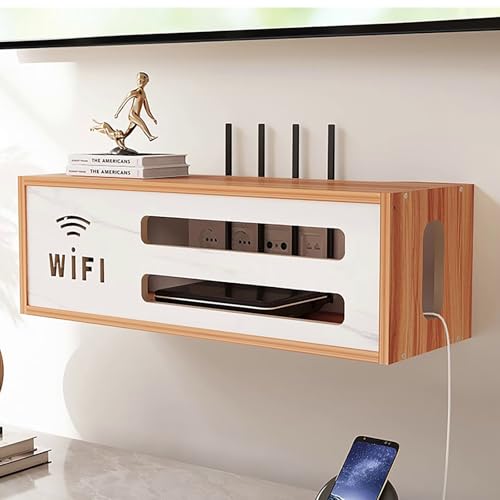 Nordivo Holz Router Regal Wandmontage, WLAN Router Aufbewahrungsbox, Wandmontierter WLAN Box-Verstecker, Aufbewahrungslösung für Ordnung,für Büro und Zuhause(Brown) von Nordivo