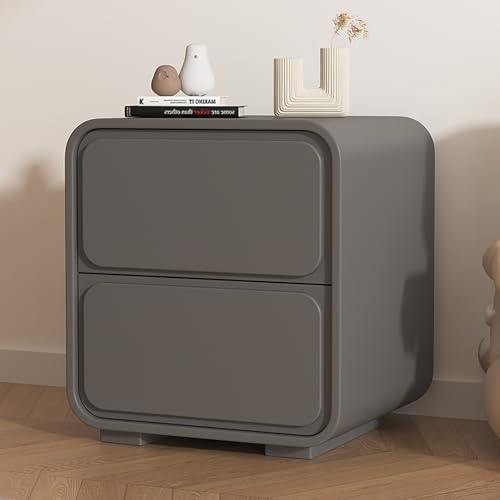 Nordivo Minimalistischer Nachttisch Mit 2 Schubladen,Nachttisch Im Creme -Stil Aus Holz,Moderne Einfache Schlafzimmer Beistell,für Wohnzimmer, Schrank(Dark Gray,L50cm/19.6in) von Nordivo