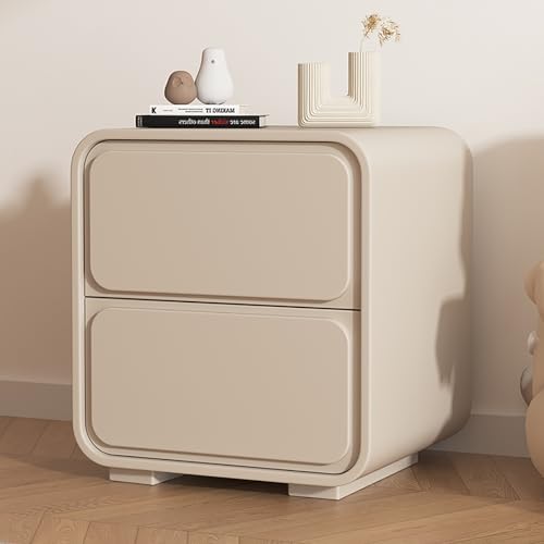 Nordivo Minimalistischer Nachttisch Mit 2 Schubladen,Nachttisch Im Creme -Stil Aus Holz,Moderne Einfache Schlafzimmer Beistell,für Wohnzimmer, Schrank(Khaki,L30cm/12in) von Nordivo
