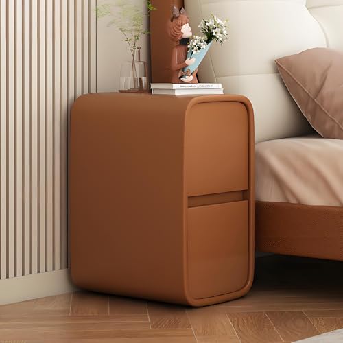 Nordivo Minimalistischer Nachttisch Mit 2 Schubladen,schmaler Nachttisch Für Kleine Räume,Nachttisch Aus Holz,Moderne Einfache Schlafzimmer Beistell,für Schlafzimmer Wohnzimmer(Brown,L20cm/8in) von Nordivo