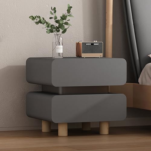 Nordivo Nachttisch aus Holz,Moderner Nachttisch mit 2 Schubladen,Einfache Schlafzimmer Beistell Im Creme -Stil,stilvolle Aufbewahrungslösung,für Wohnzimmer, Schrank(Dark Gray,L45cm/17.7in) von Nordivo