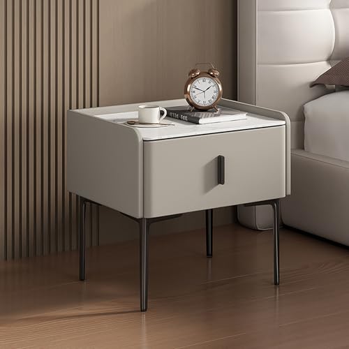 Nordivo Quadratische Nachttisch Aus Holz,Nachttisch Mit Schubladen Für Schlafzimmermöbel,Moderne Einfache Schlafzimmer Beistell,kreativer,für Schlafzimmer Wohnzimmer(Gray,L50cm/19.6") von Nordivo