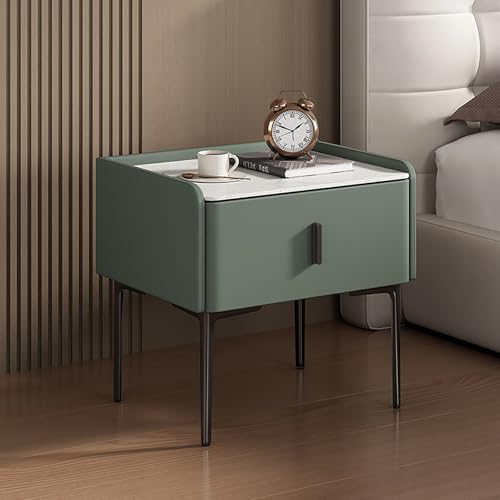 Nordivo Quadratische Nachttisch Aus Holz,Nachttisch Mit Schubladen Für Schlafzimmermöbel,Moderne Einfache Schlafzimmer Beistell,kreativer,für Schlafzimmer Wohnzimmer(Green,L45cm/17.7") von Nordivo