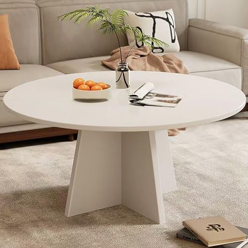 Nordivo Ronde Salontafel in Nestvorm, Moderne Tafel voor de Woonkamer, Crèmekleurige Set Van 2, Cocktailtafel met Stabiele Voet voor Appartement of Slaapkamer(White,60 * 38cm/23.6 * 15in-1) von Nordivo