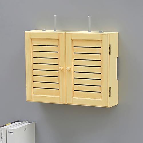Nordivo WLAN Aufbewahrungsbox, Wandmontierter WiFi Box Hider, Wandregal aus Holz für Multimedia-Geräte, Schrank für Büro und Zuhause(Brown,L36cm/14in) von Nordivo