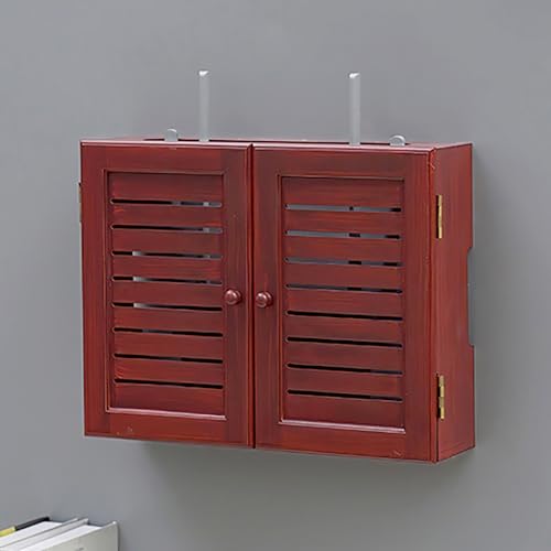Nordivo WLAN Aufbewahrungsbox, Wandmontierter WiFi Box Hider, Wandregal aus Holz für Multimedia-Geräte, Schrank für Büro und Zuhause(Reddish Brown,L52cm/20in) von Nordivo