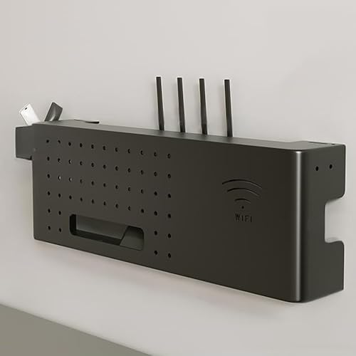 Nordivo WLAN Router Aufbewahrungsbox Wandmontage, WiFi Box Abdeckung, Kabelmanagement Regal für Wand, Router Schrank für Zuhause, Büro, Wohnzimmer(Black,L60*20cm//15.7 * 7.8in) von Nordivo