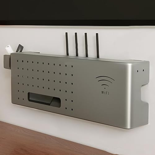 Nordivo WLAN Router Aufbewahrungsbox Wandmontage, WiFi Box Abdeckung, Kabelmanagement Regal für Wand, Router Schrank für Zuhause, Büro, Wohnzimmer(Gray,L60*20cm//15.7 * 7.8in) von Nordivo