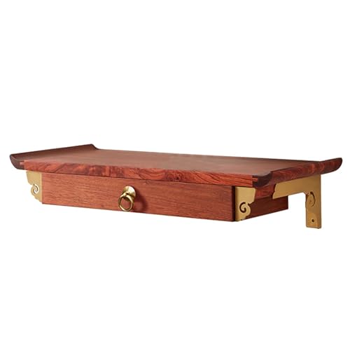 Nordivo Wandaltar aus Massivholz 38 cm, Buddha Tisch für Figuren, Wandmontierter Altar Schrein, Deko Regal für Buddhastatue, Meditationsaltar Holz(Brown,L58cm/22.8in) von Nordivo
