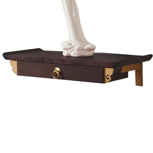 Nordivo Wandaltar aus Massivholz 38 cm, Buddha Tisch für Figuren, Wandmontierter Altar Schrein, Deko Regal für Buddhastatue, Meditationsaltar Holz(Dark Brown,L58cm/22.8in) von Nordivo