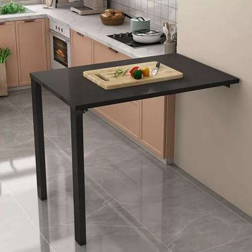 Nordivo Wandklapptisch,Wandklapptisch Küche,Klapptisch Wandmontage,Klapptisch Küche,Wandschreibtisch,Klapptisch Holz,Klappbarer Schreibtisch,Wand Montierter Klapptisch,Platzsparender(Black,75x80cm) von Nordivo