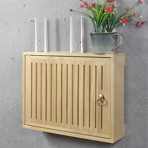 Nordivo Wandmontierte WLAN Box Versteck, WLAN Router Aufbewahrungsbox, Holzrouter Regal, Router Schrank für Büro und Zuhause(Brown,L49.5 * 42cm/19.4 * 16.5in) von Nordivo
