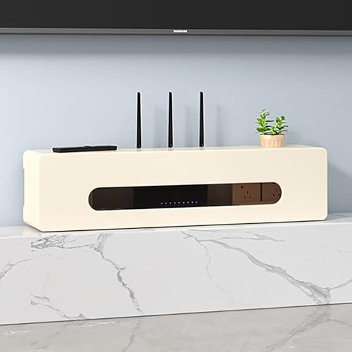 Nordivo Wandmontierte WLAN Router Box, Router Schrank für Büro und Zuhause, Router Abdeckung, Modem Kabel Router Hülle(Off-White,L27.5in/70cm) von Nordivo