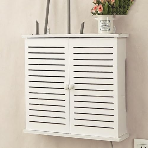 Nordivo Wandmontierte WiFi-Aufbewahrungsbox, Router-Schutzbox, Modem-Kabel-Router-Abdeckung, Doppelstockregal, PVC-Atmungsnetz-Organizer für Modems, für Zuhause und Büro(33x9x26cm/13x3.5x10in) von Nordivo