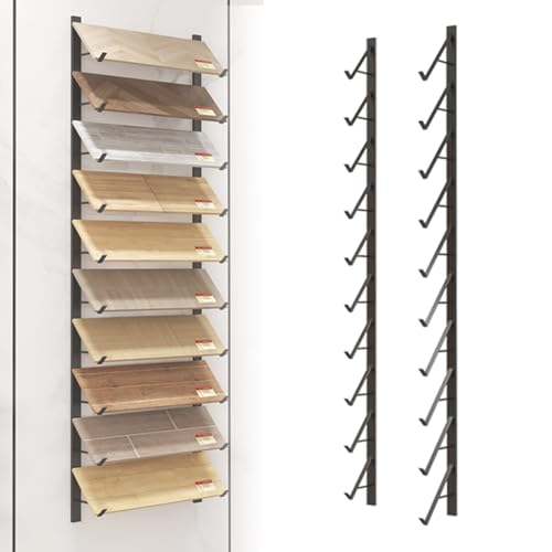Nordivo Wandmontierter Musterhalter, 10-stöckiges Metall-Kachel-Display-Regal, Wandregal für Bodenfliesen/Quarzstein, Verstellbarer Vorlagen-Organizer für Türen, für Geschäfte(Black,20.5 cm (8in)) von Nordivo