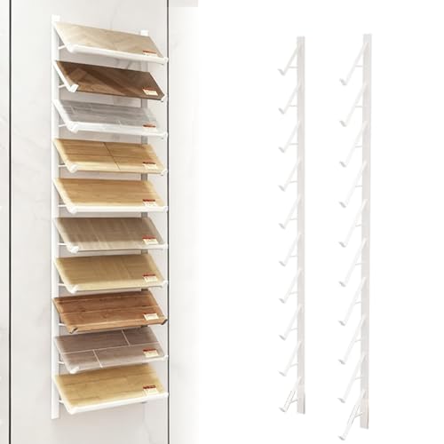Nordivo Wandmontierter Musterhalter, 10-stöckiges Metall-Kachel-Display-Regal, Wandregal für Bodenfliesen/Quarzstein, Verstellbarer Vorlagen-Organizer für Türen, für Geschäfte(White,10.5 cm(4.1 in)) von Nordivo