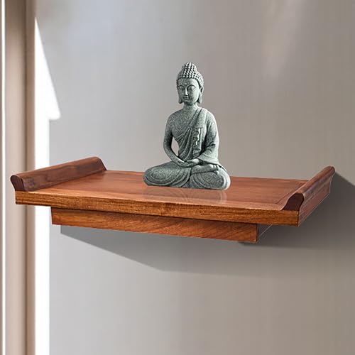 Nordivo Wandregal Buddha Altar aus Massivholz mit Verstecktem Fach, Kleiner Hängender Hausaltar, Feng Shui Statue Regal, Buddhistische Gebetstisch-Nische(Brown,38 * 23cm/15 * 9in) von Nordivo