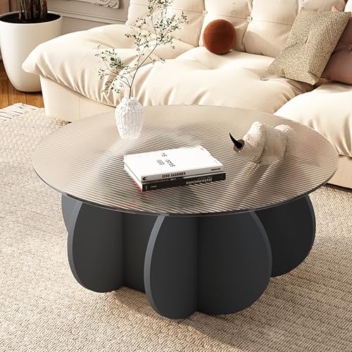 Runder Couchtisch Aus Gehärtetem Glas,70/80cm Moderner Dekorativer Beistelltisch Mit Stabilen Stützbeinen,Moderne Mitte Jahrhunderts Couchtisch,für Wohnzimmer/Büro/Balkon/Flur(Grey/translucent,80cm/31 von Nordivo
