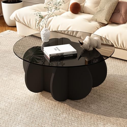 Runder Couchtisch Aus Gehärtetem Glas,70/80cm Moderner Dekorativer Beistelltisch Mit Stabilen Stützbeinen,Moderne Mitte Jahrhunderts Couchtisch,für Wohnzimmer/Büro/Balkon/Flur(Black/Grey,70cm/27.5in) Runder Couchtisch Aus Gehärtetem Glas,70/80cm Moderner Dekorativer Beistelltisch Mit Stabilen Stützbeinen,Moderne Mitte Jahrhunderts Couchtisch,für Wohnzimmer/Büro/Balkon/Flur(Black/Grey,70cm/27.5in) von Nordivo