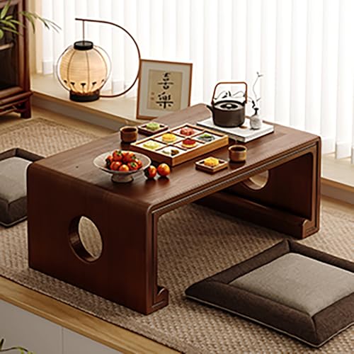 Tatami-Couchtisch Bodentisch,Japanischer Niedriger Couchtisch Für Den Boden,Niedriger Altartisch Für Meditation,Großer Esstisch Aus Holz,Für Wohnzimmer Und Esszimmer(Dark brown,90*50cm/35.4*19.6in) von Nordivo