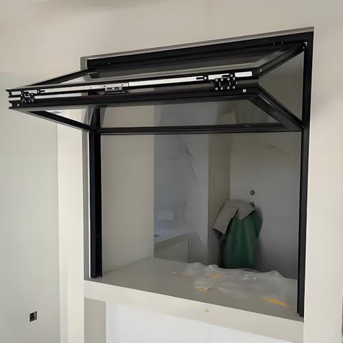 Verkaufsfenster mit Aluminiumrahmen, Einbau-Schiebefenster für Imbisswagen, Doppelflügelfenster für Bubble-Tea-Laden, Fenster für Verkaufsstand(Black,WxH 36x48in/91.4x121.9cm) von Nordivo