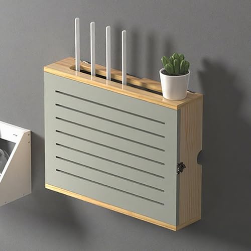 WLAN Router Aufbewahrungsbox, Wandregal Router Versteck, Korb zum Verbergen des Routers, Wandhalterung Ohne Bohren, für Büro und Zuhause(Brown/Gray,L36.4cm/14.3in) von Nordivo