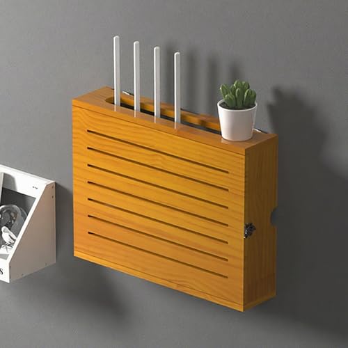 WLAN Router Aufbewahrungsbox, Wandregal Router Versteck, Korb zum Verbergen des Routers, Wandhalterung Ohne Bohren, für Büro und Zuhause(Dark Brown,L42.4cm/16.6in) von Nordivo