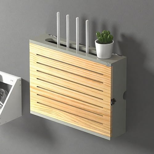 WLAN Router Aufbewahrungsbox, Wandregal Router Versteck, Korb zum Verbergen des Routers, Wandhalterung Ohne Bohren, für Büro und Zuhause(Gray/Brown,L47.4cm/18.6in) von Nordivo