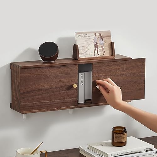 Wandmontiertes Holz-Routerregal, WiFi-Router Aufbewahrungsbox, Wandmontierte WiFi Box Hider, Korb Zum Verstecken des Routers, Für Zuhause, Büro Und Wohnzimmerdekoration(L48cm/19in) von Nordivo