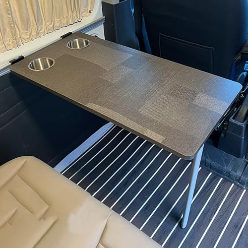 Wohnmobil-Wandklapptisch,Wandklapptisch für Wohnmobile,Bootstisch 2 Getränkehaltern,Klappbarer Esstisch,RV-Klapptisch mit Mehrschichtiger Holzplatte,seitlich hängender Klapptisch für Wohnmobile(Gray/b von Nordivo