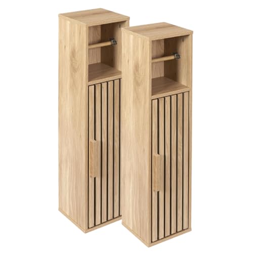 Nordix Toilettenschrank - 2er Set - Toilettenschrank - Badezimmerschrank - Toilettenpapierhalter - Toilettenpapierhalter - stehend - Holz - Schmal Nordix Toilettenschrank - 2er Set - Toilettenschrank - Badezimmerschrank - Toilettenpapierhalter - Toilettenpapierhalter - stehend - Holz - Schmal von Nordix