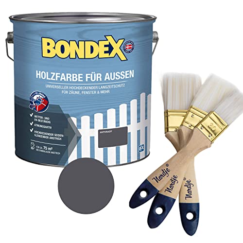 Bondex Holzfarbe für Außen 7,5l (inkl. Nordje Flächenstreicher) (Anthrazit) von Nordje