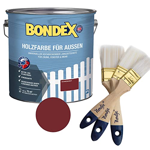 Bondex Holzfarbe für Außen 7,5l (inkl. Nordje Flächenstreicher) (Schwedenrot) von Nordje
