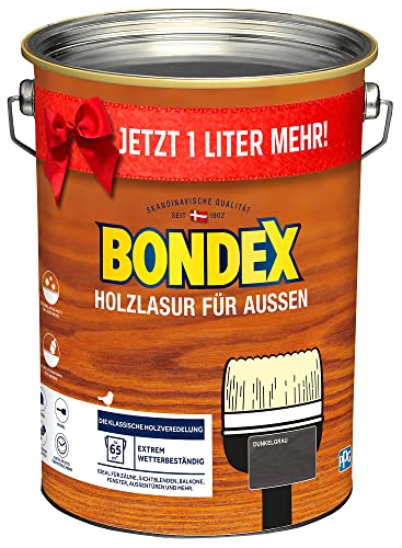 Bondex Holzlasur für Außen 5l (inkl. Nordje Flächenstreicher) (Dunkelgrau) von Nordje