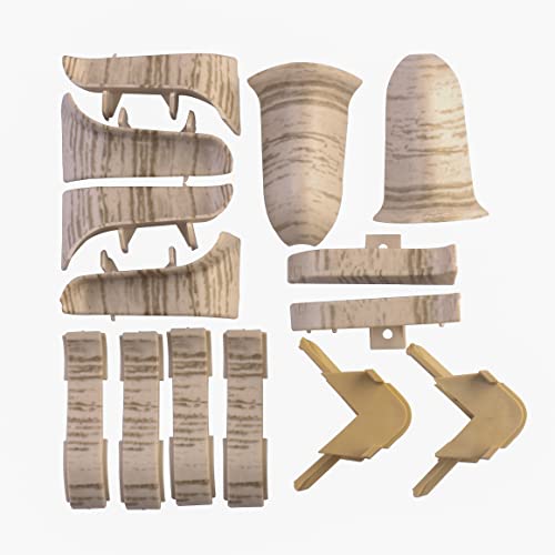 NORDLINGER PRO Sockelleisten Veredelungsset – WOOD 2 – Set enthält 2 gerade Endkappen – 4 einziehende Ecken – 4 gerade Verbindungen von Nordlinger Pro
