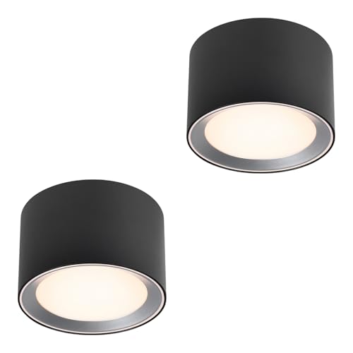 Nordlux Landon Smart Deckenleuchten 2er-Set Schwarz – IP44 App-Steuerung, Dimmbar & Tunable White (2700-6500K), Flaches Design für Bad, Küche & Flur – Jetzt Günstiger im Doppelpack! von Nordlux